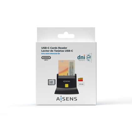 AISENS ASCR-SN04CSD-BK lettore di controllo di accesso Lettore di controllo accessi USB Nero