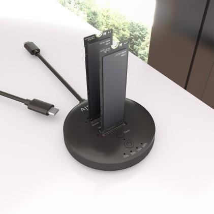 AISENS ASDS-2M2N05-BK docking station per unità di archiviazione USB 3.2 Gen 2 (3.1 Gen 2) Type-C Nero