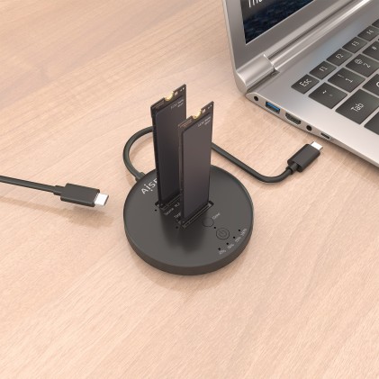 AISENS ASDS-2M2N05-BK docking station per unità di archiviazione USB 3.2 Gen 2 (3.1 Gen 2) Type-C Nero