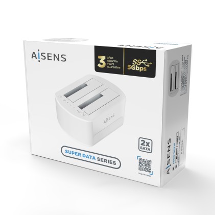 AISENS ASDS-D02W docking station per unit&agrave; di archiviazione USB 3.2 Gen 1 (3.1 Gen 1) Type-B Bianco