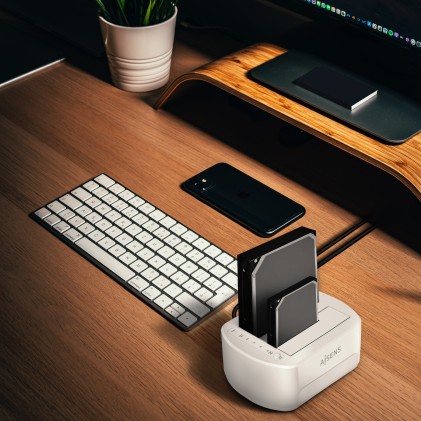 AISENS ASDS-D02W docking station per unit&agrave; di archiviazione USB 3.2 Gen 1 (3.1 Gen 1) Type-B Bianco