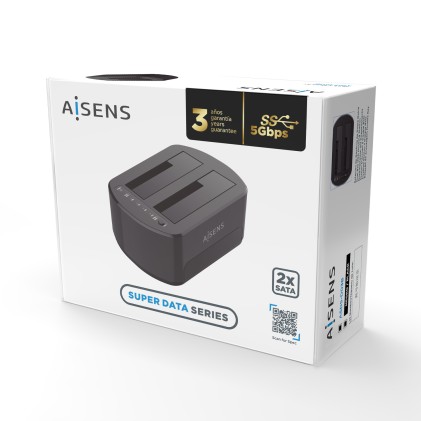 AISENS ASDS-D03B docking station per unità di archiviazione USB 3.2 Gen 1 (3.1 Gen 1) Type-B Nero