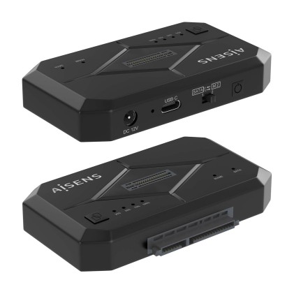 AISENS ASDS-M2SATA04B docking station per unità di archiviazione USB 3.2 Gen 1 (3.1 Gen 1) Type-C Nero