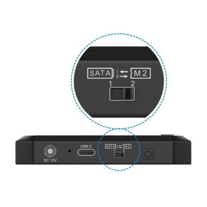 AISENS ASDS-M2SATA04B docking station per unità di archiviazione USB 3.2 Gen 1 (3.1 Gen 1) Type-C Nero