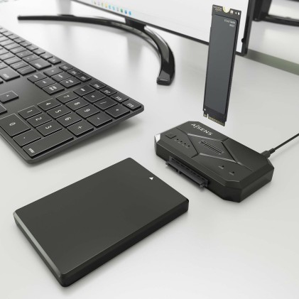 AISENS ASDS-M2SATA04B docking station per unità di archiviazione USB 3.2 Gen 1 (3.1 Gen 1) Type-C Nero