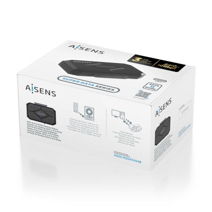 AISENS ASDS-M2SATA04B docking station per unità di archiviazione USB 3.2 Gen 1 (3.1 Gen 1) Type-C Nero