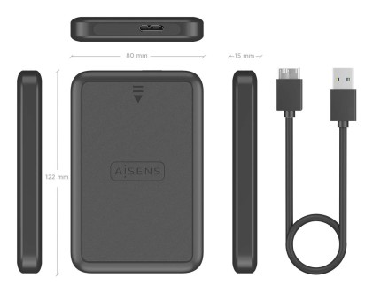 AISENS ASE-2519B contenitore di unità di archiviazione Box esterno HDD/SSD Nero 2.5"