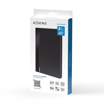 AISENS ASE-2524B contenitore di unità di archiviazione Box esterno SSD Nero 2.5"
