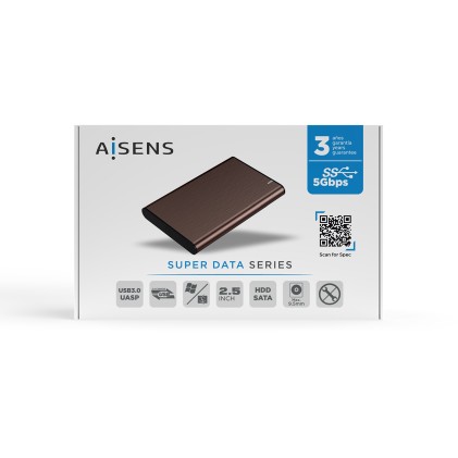 AISENS ASE-2525BWN contenitore di unità di archiviazione Box esterno HDD Marrone 2.5"