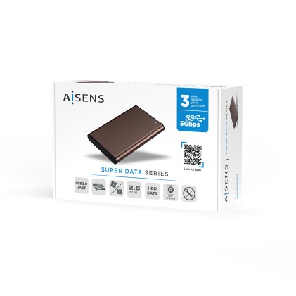 AISENS ASE-2525BWN contenitore di unità di archiviazione Box esterno HDD Marrone 2.5"