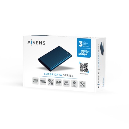 AISENS ASE-2525PB contenitore di unità di archiviazione Box esterno HDD Blu marino 2.5"