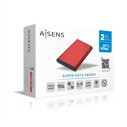 AISENS ASE-2525RED contenitore di unità di archiviazione Box esterno SSD Rosso 2.5"