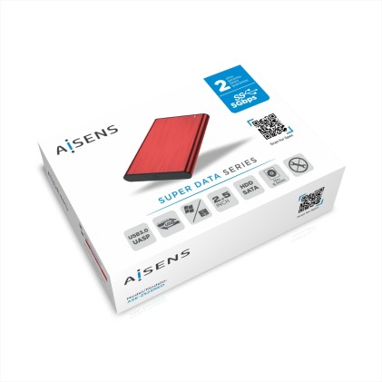 AISENS ASE-2525RED contenitore di unità di archiviazione Box esterno SSD Rosso 2.5"