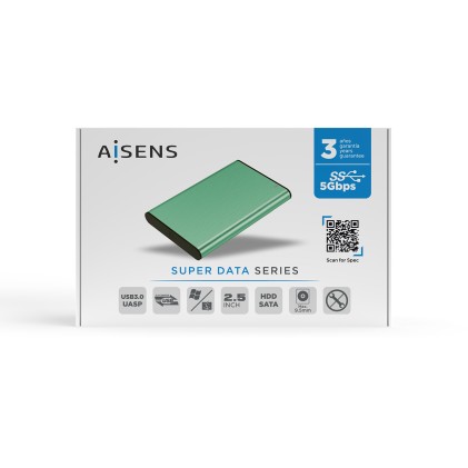 AISENS ASE-2525SGN contenitore di unit&agrave; di archiviazione Box esterno HDD Verde 2.5"