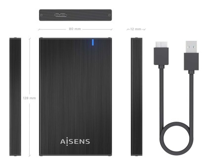 AISENS ASE-2527B contenitore di unità di archiviazione Box esterno HDD/SSD Nero 2.5"