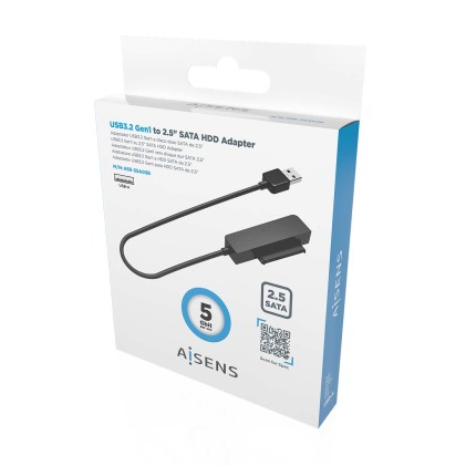 Aisens ASE-25A03B Adattatore SATA a USB-A USB 3.0/USB3.1 Gen1 per dischi rigidi da 2,5" - Nero