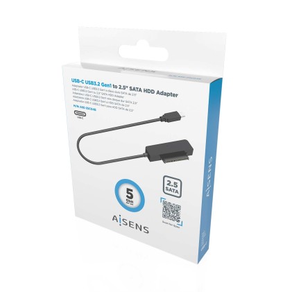 Aisens ASE-25C04B Adattatore SATA a USB-C USB 3.0/USB3.1 Gen1 per dischi rigidi da 2,5" - Nero