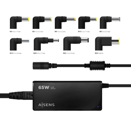 AISENS ASLC-65WAUTO-BK adattatore e invertitore Interno 65 W Nero