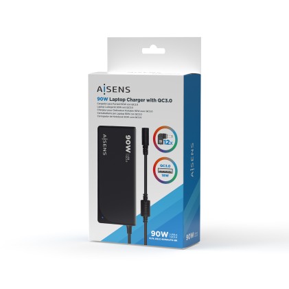 AISENS ASLC-90WAUTO-BK adattatore e invertitore Interno 90 W Nero