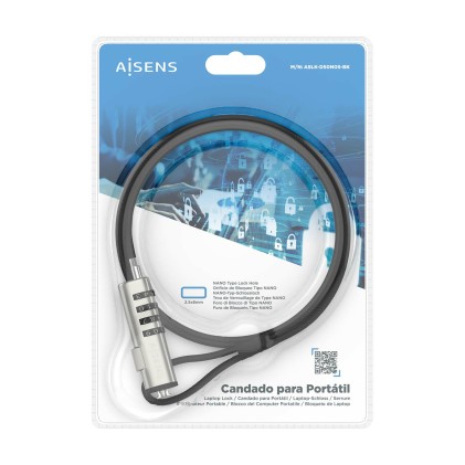 AISENS ASLK-D50N05-BK cavo di sicurezza Nero 1,5 m