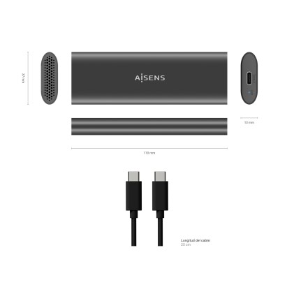 AISENS ASM2-015GR contenitore di unit&agrave; di archiviazione Box esterno SSD Grigio M.2