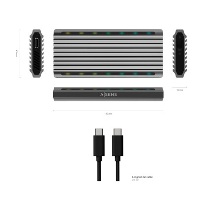 AISENS ASM2-RGB011GR contenitore di unità di archiviazione Box esterno SSD Grigio M.2