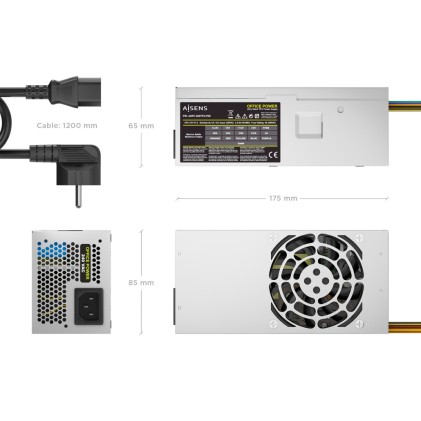 AISENS ASPC-500TFX-PSE alimentatore per computer 500 W 20+4 pin ATX TFX Argento
