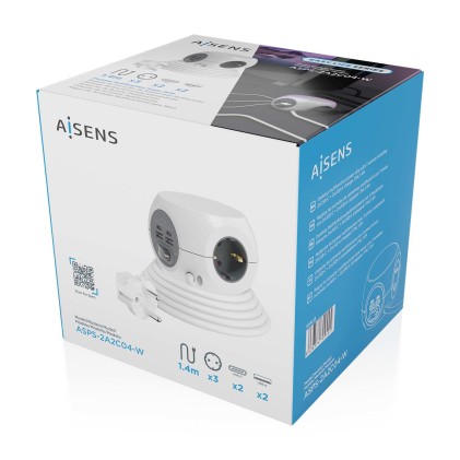 AISENS ASPS-2A2C04-W prolunghe e multiple 1,4 m 3 presa(e) AC Interno Bianco
