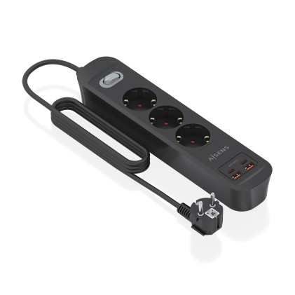 AISENS ASPS-2A2C11-BK prolunghe e multiple 1,4 m 3 presa(e) AC Interno Nero