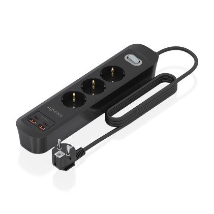 AISENS ASPS-2A2C11-BK prolunghe e multiple 1,4 m 3 presa(e) AC Interno Nero