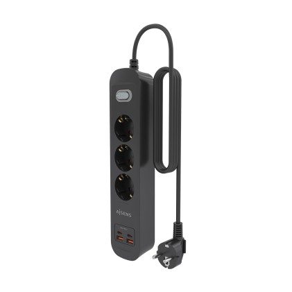 AISENS ASPS-2A2C11-BK prolunghe e multiple 1,4 m 3 presa(e) AC Interno Nero