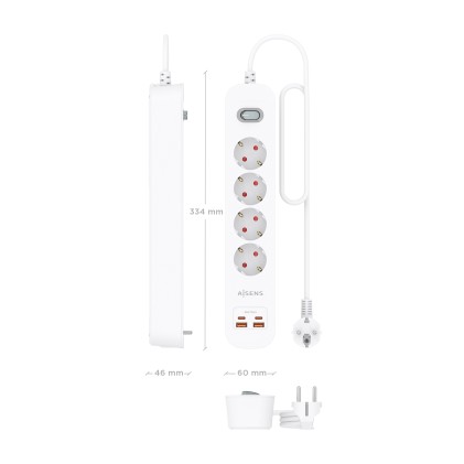 AISENS ASPS-2A2C12-W prolunghe e multiple 1,4 m 4 presa(e) AC Interno Bianco