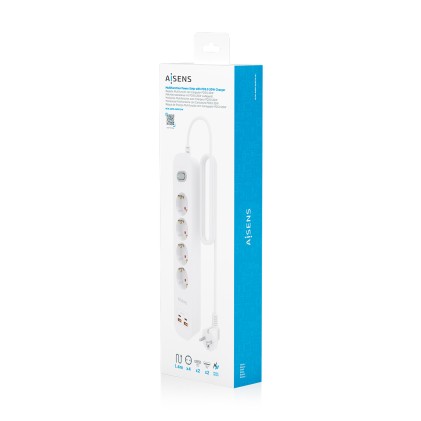 AISENS ASPS-2A2C12-W prolunghe e multiple 1,4 m 4 presa(e) AC Interno Bianco