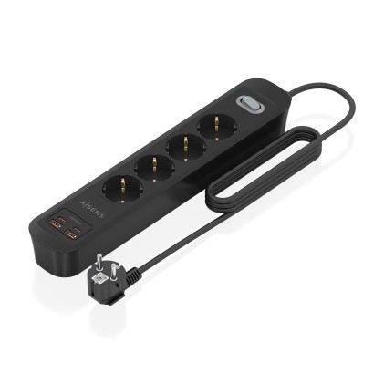 AISENS ASPS-2A2C13-BK prolunghe e multiple 1,4 m 4 presa(e) AC Interno Nero