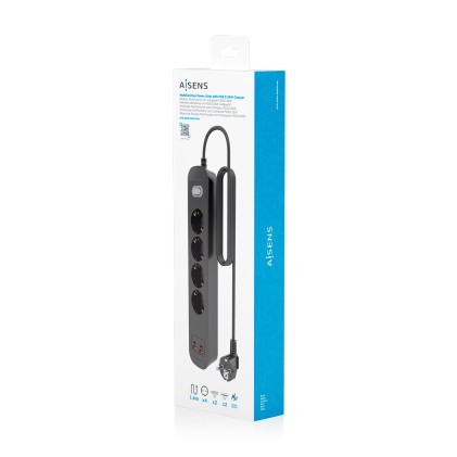 AISENS ASPS-2A2C13-BK prolunghe e multiple 1,4 m 4 presa(e) AC Interno Nero