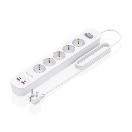 AISENS ASPS-2A2C14-W prolunghe e multiple 1,4 m 5 presa(e) AC Interno Bianco