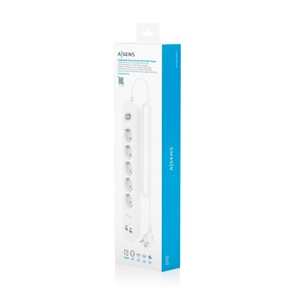 AISENS ASPS-2A2C14-W prolunghe e multiple 1,4 m 5 presa(e) AC Interno Bianco