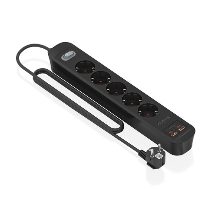 AISENS ASPS-2A2C15-BK prolunghe e multiple 1,4 m 5 presa(e) AC Interno Nero