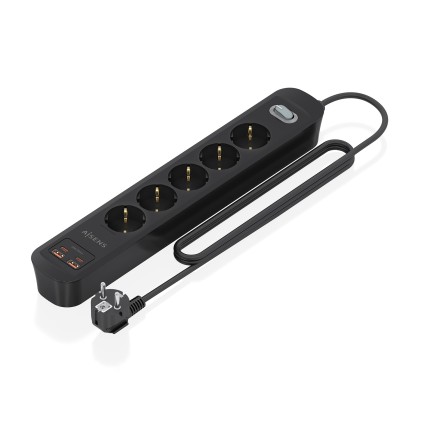 AISENS ASPS-2A2C15-BK prolunghe e multiple 1,4 m 5 presa(e) AC Interno Nero