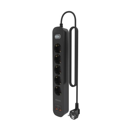 AISENS ASPS-2A2C15-BK prolunghe e multiple 1,4 m 5 presa(e) AC Interno Nero