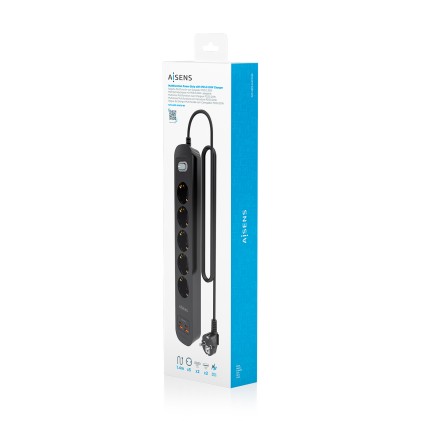 AISENS ASPS-2A2C15-BK prolunghe e multiple 1,4 m 5 presa(e) AC Interno Nero