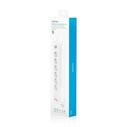 AISENS ASPS-2A2C16-W prolunghe e multiple 1,4 m 6 presa(e) AC Interno Bianco