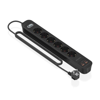 AISENS ASPS-2A2C17-BK prolunghe e multiple 1,4 m 6 presa(e) AC Interno Nero