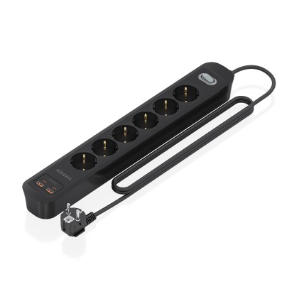 AISENS ASPS-2A2C17-BK prolunghe e multiple 1,4 m 6 presa(e) AC Interno Nero
