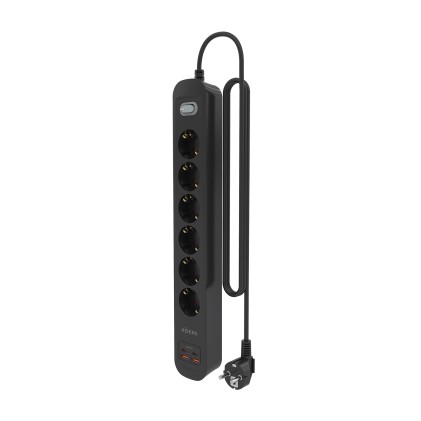 AISENS ASPS-2A2C17-BK prolunghe e multiple 1,4 m 6 presa(e) AC Interno Nero