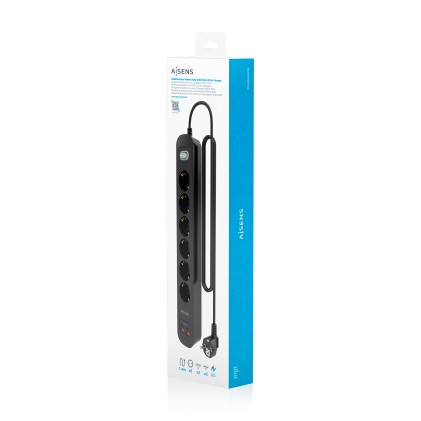 AISENS ASPS-2A2C17-BK prolunghe e multiple 1,4 m 6 presa(e) AC Interno Nero