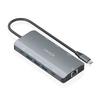 AISENS ASUC-10P052-GR replicatore di porte e docking station per laptop Cablato USB 3.2 Gen 1 (3.1 Gen 1) Type-C Grigio
