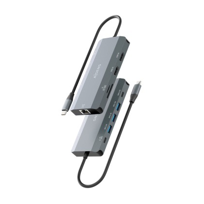 AISENS ASUC-10P052-GR replicatore di porte e docking station per laptop Cablato USB 3.2 Gen 1 (3.1 Gen 1) Type-C Grigio