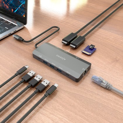 AISENS ASUC-10P052-GR replicatore di porte e docking station per laptop Cablato USB 3.2 Gen 1 (3.1 Gen 1) Type-C Grigio