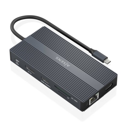 AISENS ASUC-12P017-GR replicatore di porte e docking station per laptop Cablato USB 3.2 Gen 1 (3.1 Gen 1) Type-C Grigio